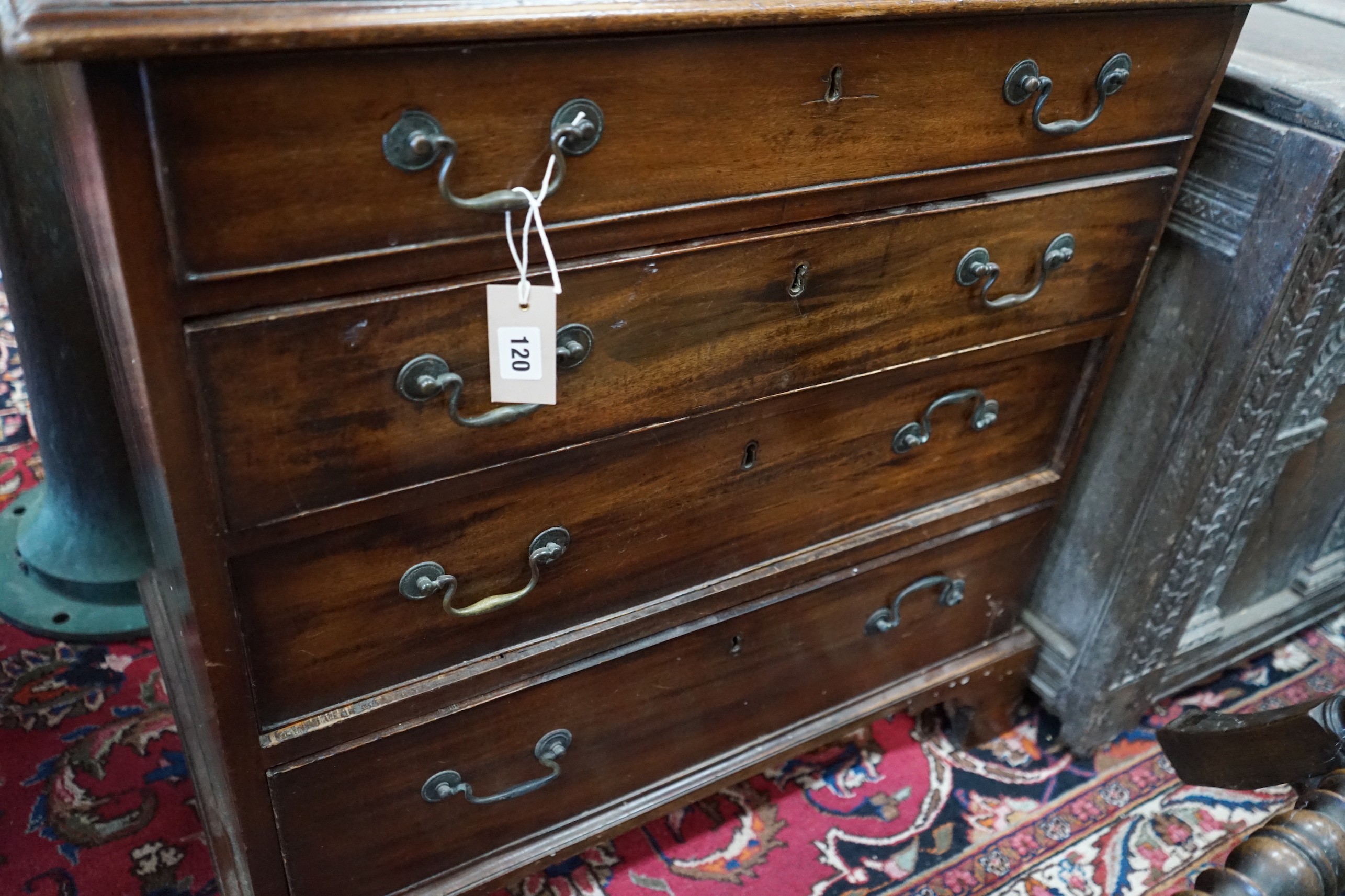 A small George III mahogany chest, width 79cm, depth 46cm, height 77cm